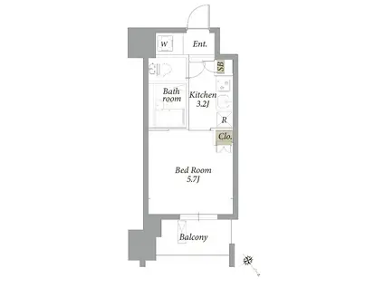 エスティメゾン五反田(1K/3階)の間取り写真