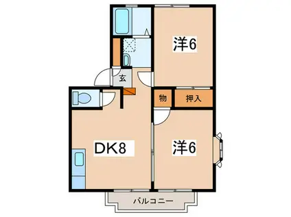 グリーンフィールドB(2DK/2階)の間取り写真