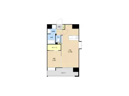 GLC水前寺(1LDK/13階)の間取り写真