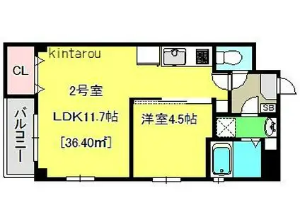 ルクロ要町(1LDK/3階)の間取り写真