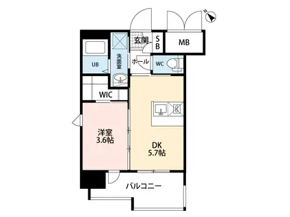 アルファシオミラーニ(1DK/12階)の間取り写真