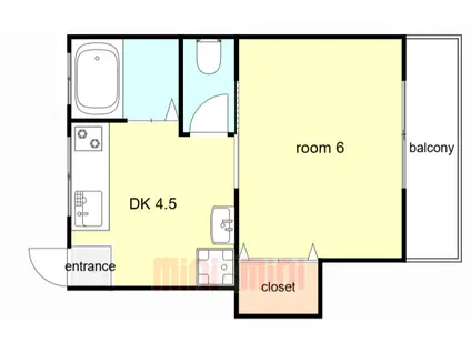 ビタミンテラス神仙寺(1DK/2階)の間取り写真