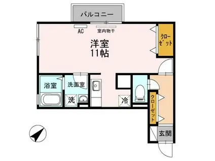 リビングタウン塩冶 A棟(ワンルーム/2階)の間取り写真