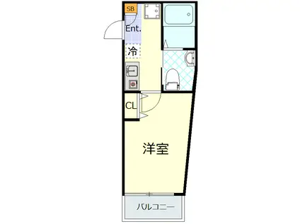 ヴィシェット大倉山(1K/3階)の間取り写真