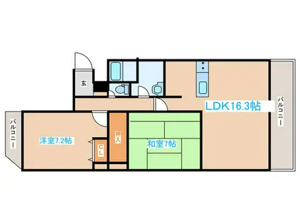 ブライトン円山(2LDK/5階)の間取り写真