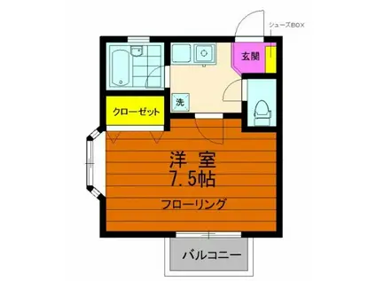 フラットキャップ(1K/1階)の間取り写真