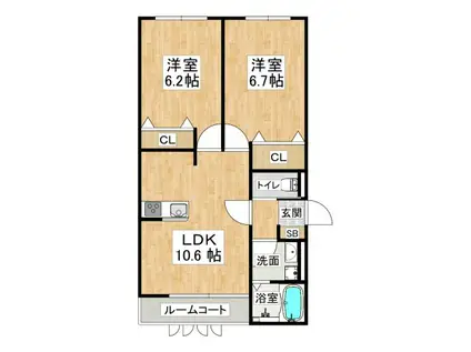 アズーロ垂水II(2LDK/1階)の間取り写真