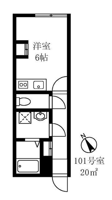 早稲田鶴巻町IMAハウス(1K/1階)の間取り写真