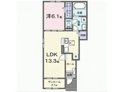 ラフィーネKIII(1LDK/1階)の間取り写真