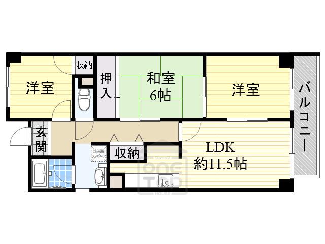 サンヒルズ千里(3LDK/5階)の間取り写真
