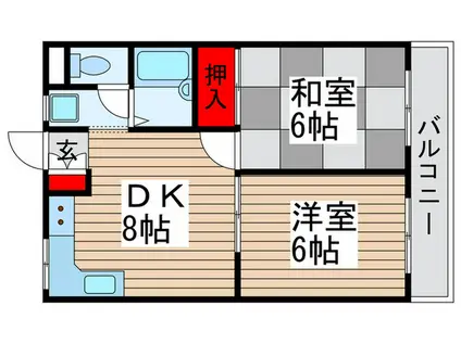 ユーフラッツ常盤平(2DK/2階)の間取り写真
