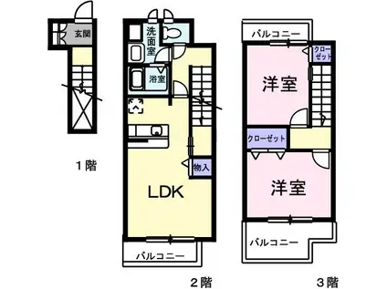 アルドールA(2LDK/2階)の間取り写真
