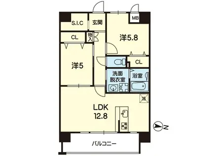 CHAINON飛田(2LDK/10階)の間取り写真