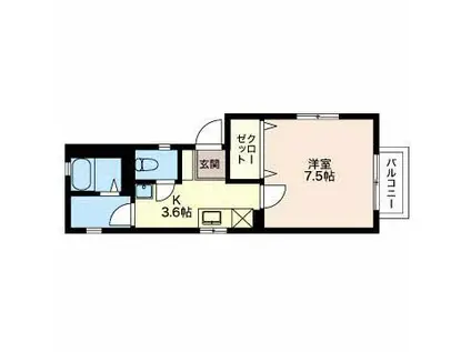 ディアス ツインズ B(1K/2階)の間取り写真