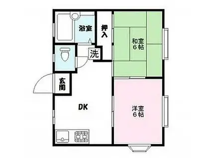 グリーンハイツT(2DK/2階)の間取り写真
