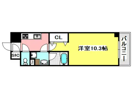 CALME高浜(1K/5階)の間取り写真