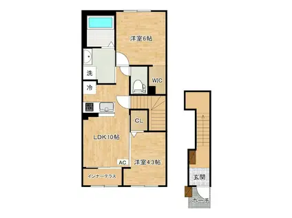 アジャート(2LDK/2階)の間取り写真