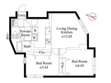 グランパセオ祐天寺(2LDK/1階)の間取り写真