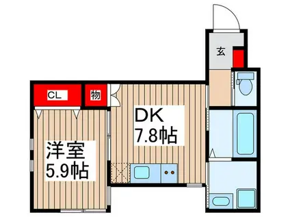 水子ガーデンII(1DK/2階)の間取り写真