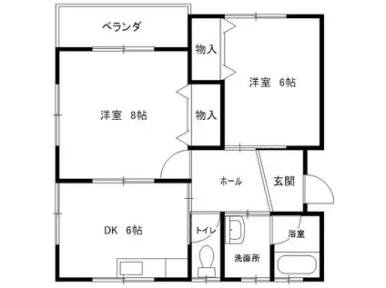 ハイツティアラ(2DK/1階)の間取り写真