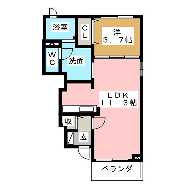 レジデンス カメリア(1LDK/1階)の間取り写真