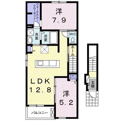 アンダンテ イースト C(2LDK/2階)の間取り写真