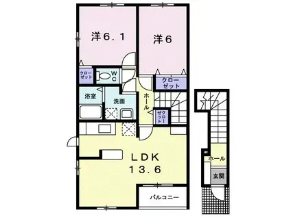 アザレア六番館(2LDK/2階)の間取り写真