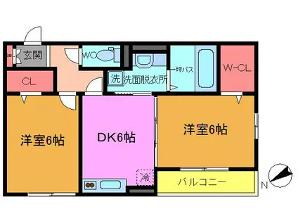 FEST ICHIKAWA(2DK/3階)の間取り写真