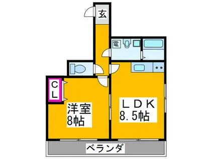 長居グランドハイツ(1LDK/9階)の間取り写真