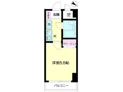 日神パレステージ横浜南(1K/9階)の間取り写真