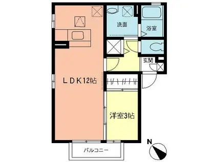 クレールM(1LDK/1階)の間取り写真