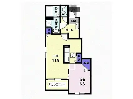 ベル シュエットII(1LDK/1階)の間取り写真