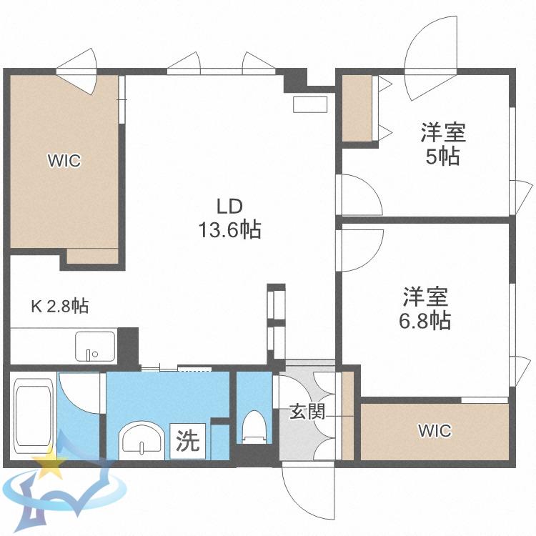 LE JARDIN DE MIYANOMORI(2LDK/3階)の間取り写真