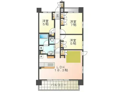 ローレルコートライオンズ四日市富田(4LDK/10階)の間取り写真