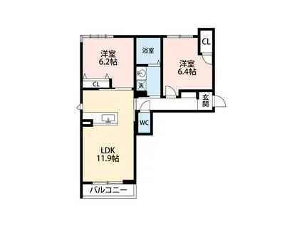 ARMONIA UNO(2LDK/1階)の間取り写真