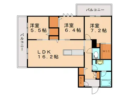 エーデルワイスA(3LDK/2階)の間取り写真