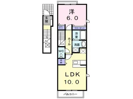 カーサ古澤B(1LDK/2階)の間取り写真