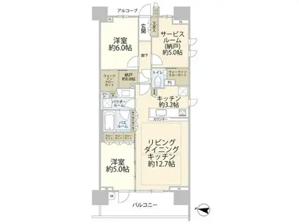 スカイティアラ ウエスト(2SLDK/6階)の間取り写真