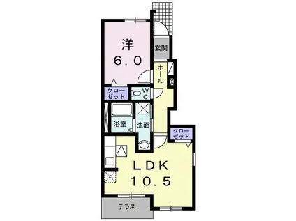クァイエット リブA(1LDK/1階)の間取り写真