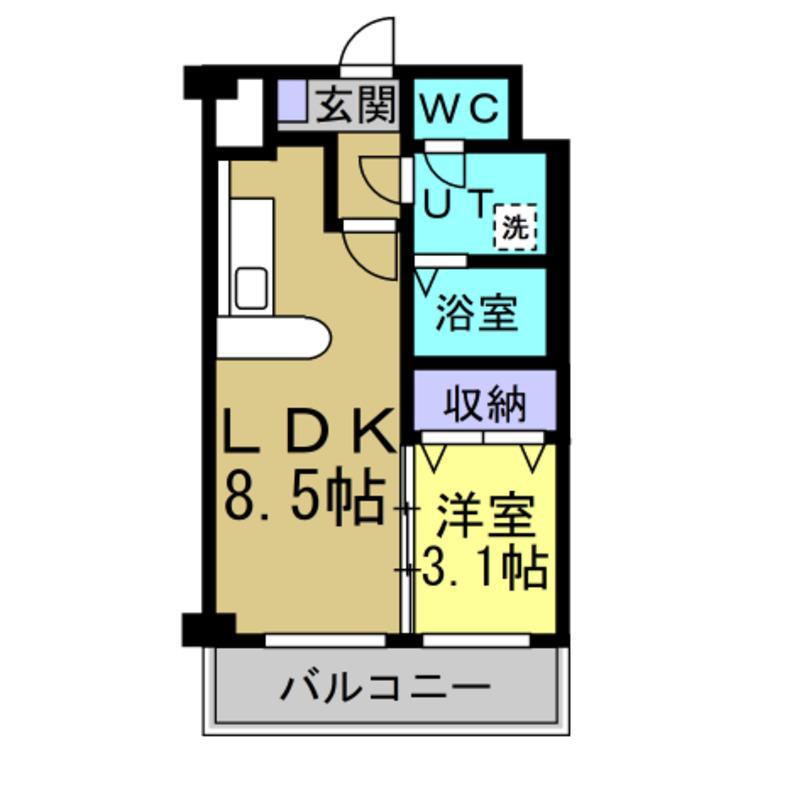 プランタン21(1LDK/4階)の間取り写真