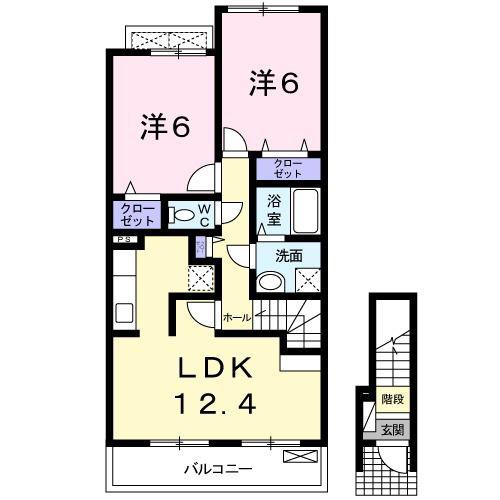 プラシード(2LDK/2階)の間取り写真
