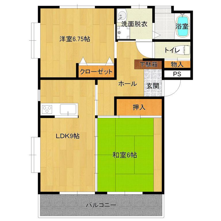 ウィスタリア A(2LDK/1階)の間取り写真