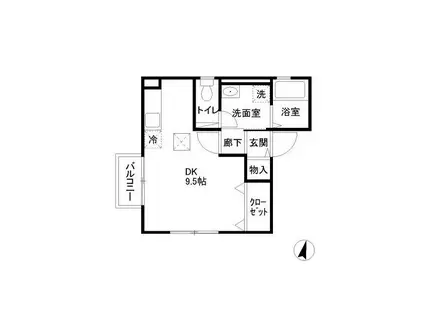 コート立野台(ワンルーム/1階)の間取り写真