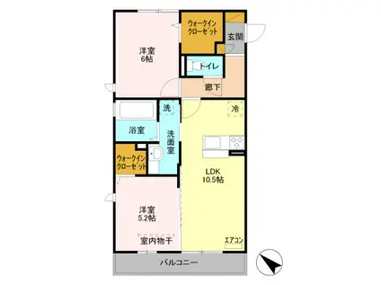 イルソーレ吉川美南 ジャッロ(2LDK/3階)の間取り写真