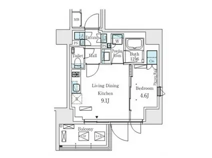プライムガーデン恵比寿南(1LDK/6階)の間取り写真