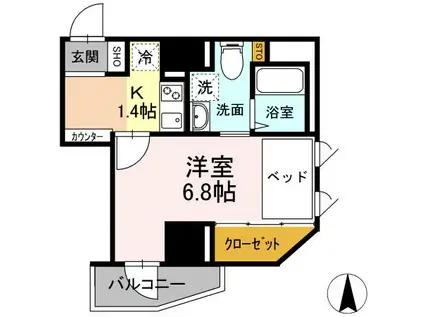 グランジット白金高輪(1K/3階)の間取り写真