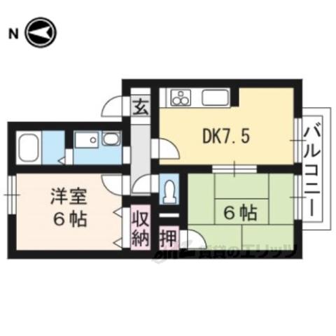 エバーグリーン藤(2DK/2階)の間取り写真