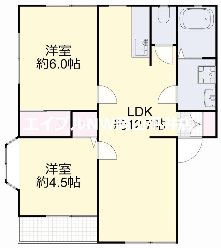 メゾン瑞(2LDK/2階)の間取り写真