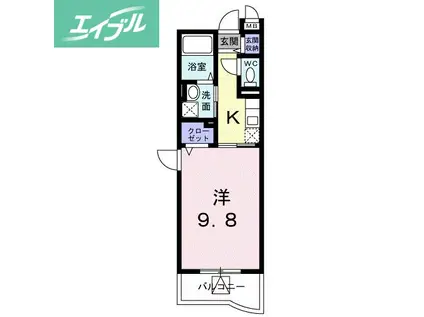 ハピーライフ平田(1K/3階)の間取り写真