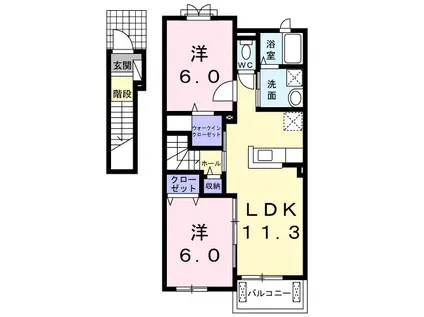 ノーブルレジデンス(2LDK/2階)の間取り写真